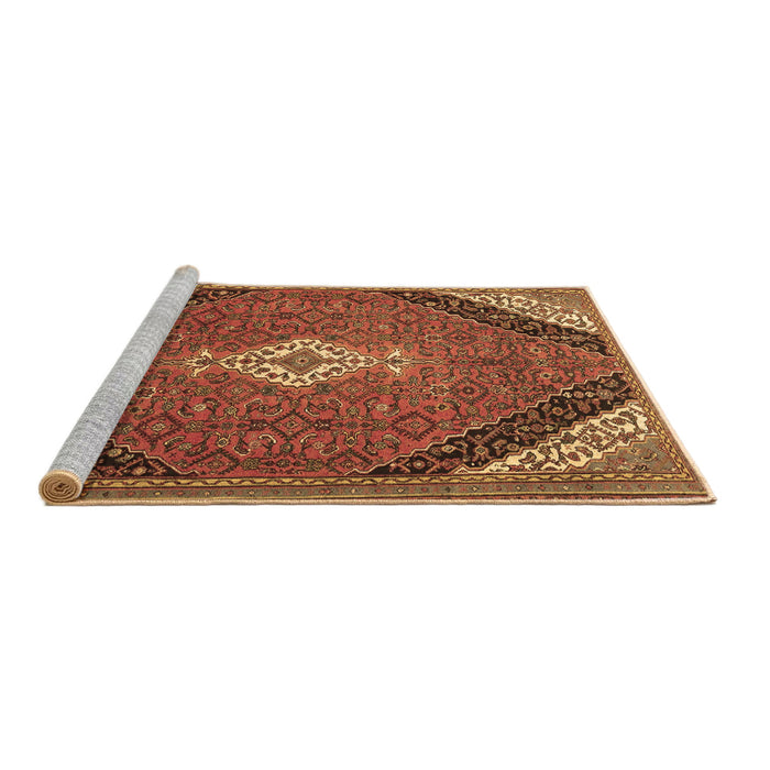 Sideview of Machine Washable Medallion Brown Traditional Rug, wshtr4104brn