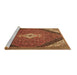 Sideview of Machine Washable Medallion Brown Traditional Rug, wshtr4104brn