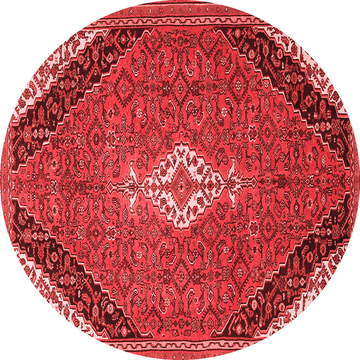 Machine Washable Medallion Red Traditional Rug, wshtr4104red