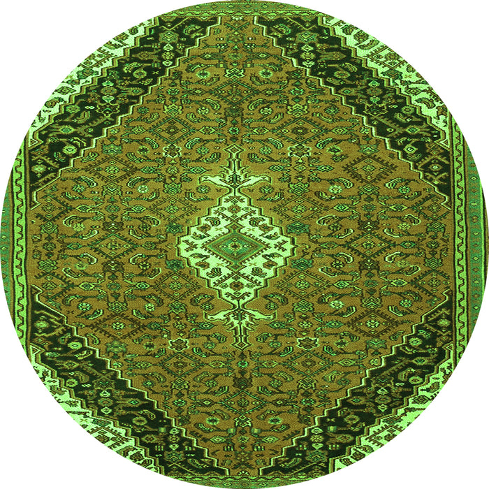 Square Medallion Green Traditional Rug, tr4104grn