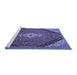 Sideview of Machine Washable Medallion Blue Traditional Rug, wshtr4104blu