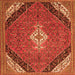 Serging Thickness of Medallion Orange Traditional Rug, tr4104org