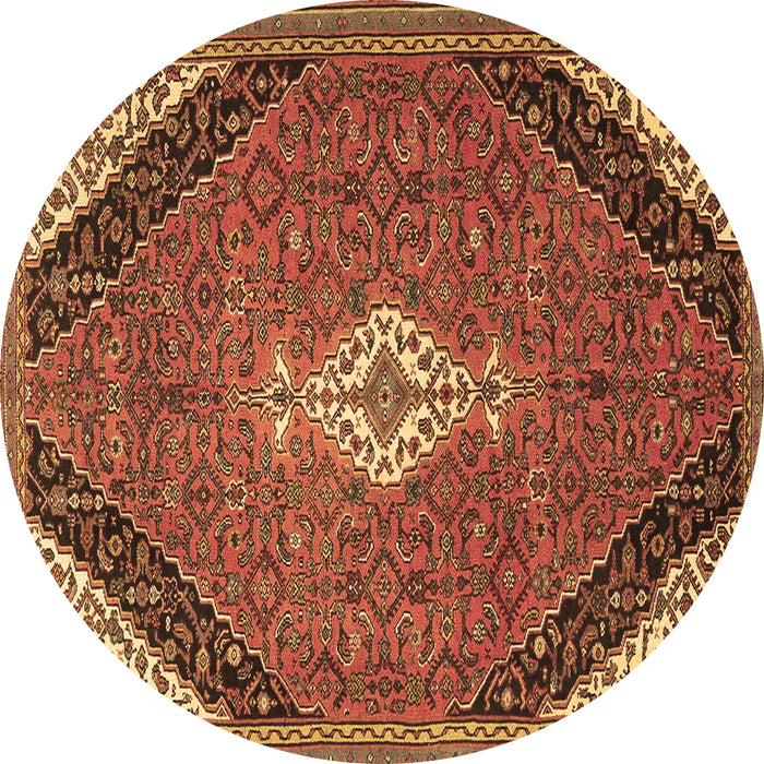 Round Medallion Brown Traditional Rug, tr4104brn