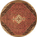 Round Medallion Brown Traditional Rug, tr4104brn