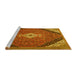 Sideview of Machine Washable Medallion Yellow Traditional Rug, wshtr4104yw