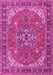 Machine Washable Medallion Pink Traditional Rug, wshtr4105pnk