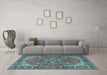 Machine Washable Medallion Light Blue Traditional Rug in a Living Room, wshtr4105lblu