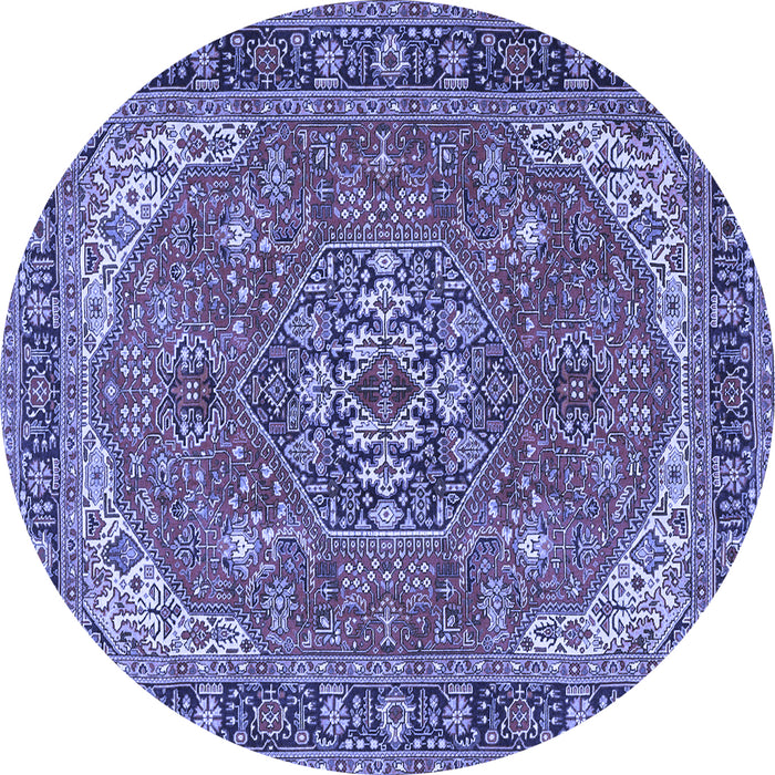 Round Medallion Blue Traditional Rug, tr4105blu