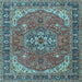 Square Medallion Light Blue Traditional Rug, tr4105lblu