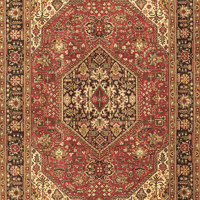 Machine Washable Medallion Brown Traditional Rug, wshtr4105brn