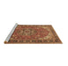 Sideview of Machine Washable Medallion Brown Traditional Rug, wshtr4105brn