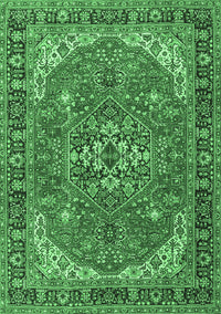 Medallion Emerald Green Traditional Rug, tr4105emgrn