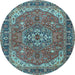 Round Medallion Light Blue Traditional Rug, tr4105lblu