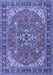 Machine Washable Medallion Blue Traditional Rug, wshtr4105blu