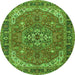 Square Medallion Green Traditional Rug, tr4105grn