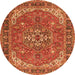 Square Medallion Orange Traditional Rug, tr4105org