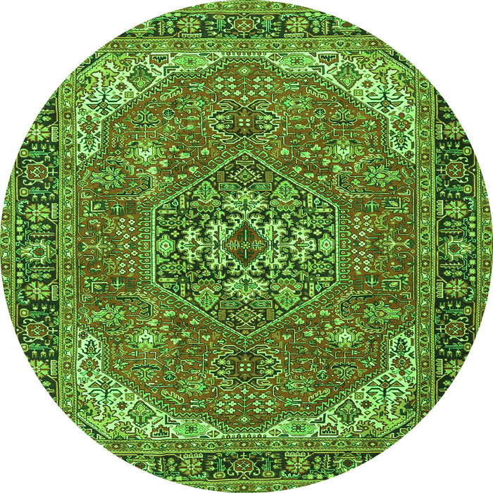 Machine Washable Medallion Green Traditional Area Rugs, wshtr4105grn