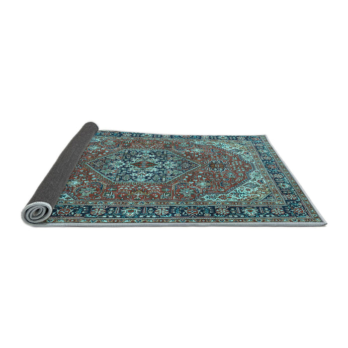 Sideview of Medallion Light Blue Traditional Rug, tr4105lblu