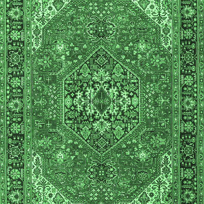 Machine Washable Medallion Emerald Green Traditional Area Rugs, wshtr4105emgrn
