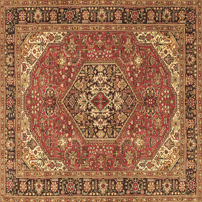 Square Machine Washable Medallion Brown Traditional Rug, wshtr4105brn