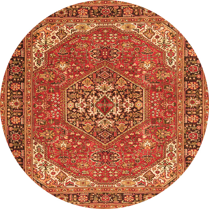 Machine Washable Medallion Orange Traditional Area Rugs, wshtr4105org