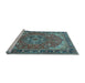 Sideview of Machine Washable Medallion Light Blue Traditional Rug, wshtr4105lblu