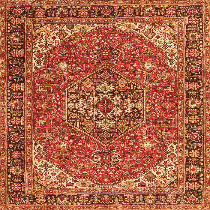 Serging Thickness of Medallion Orange Traditional Rug, tr4105org
