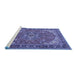 Sideview of Machine Washable Medallion Blue Traditional Rug, wshtr4105blu