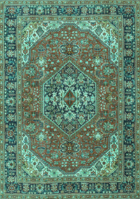 Medallion Turquoise Traditional Rug, tr4105turq