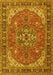 Machine Washable Medallion Yellow Traditional Rug, wshtr4105yw