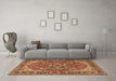 Machine Washable Medallion Brown Traditional Rug in a Living Room,, wshtr4105brn