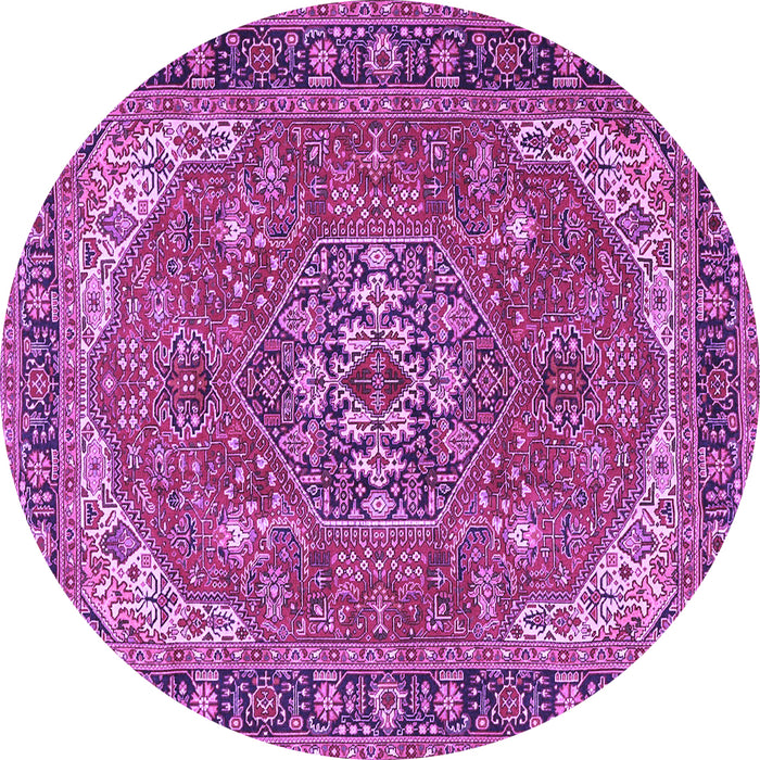 Round Medallion Purple Traditional Rug, tr4105pur