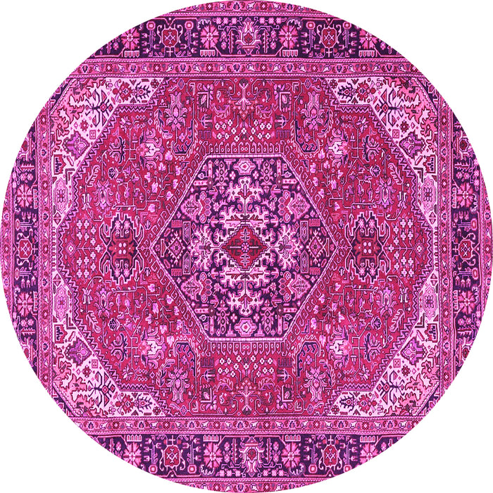 Round Medallion Pink Traditional Rug, tr4105pnk