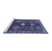 Sideview of Machine Washable Persian Blue Traditional Rug, wshtr4106blu