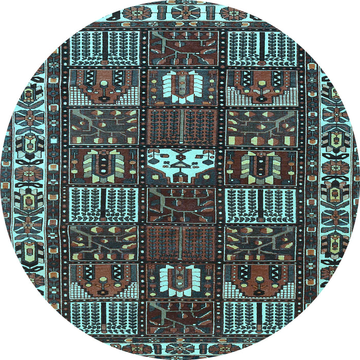 Round Machine Washable Persian Light Blue Traditional Rug, wshtr4106lblu