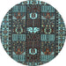 Round Machine Washable Persian Light Blue Traditional Rug, wshtr4106lblu