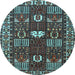 Round Persian Light Blue Traditional Rug, tr4106lblu