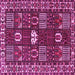Square Machine Washable Persian Pink Traditional Rug, wshtr4106pnk