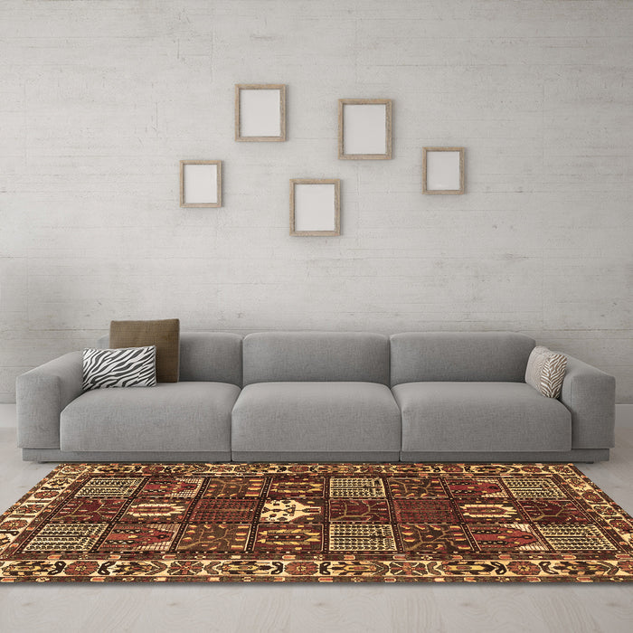 Machine Washable Persian Brown Traditional Rug in a Living Room,, wshtr4106brn