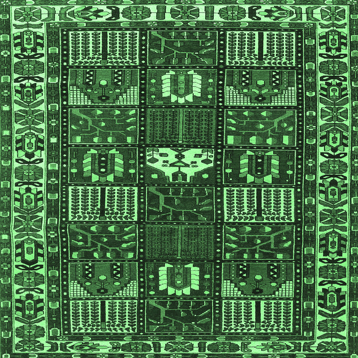 Square Persian Emerald Green Traditional Rug, tr4106emgrn