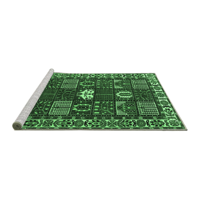 Sideview of Machine Washable Persian Emerald Green Traditional Area Rugs, wshtr4106emgrn