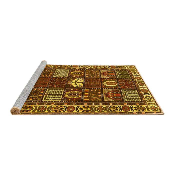 Sideview of Machine Washable Persian Yellow Traditional Rug, wshtr4106yw