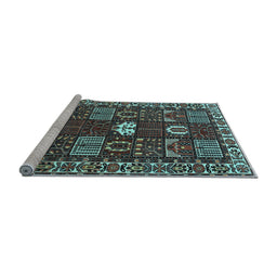 Sideview of Machine Washable Persian Light Blue Traditional Rug, wshtr4106lblu