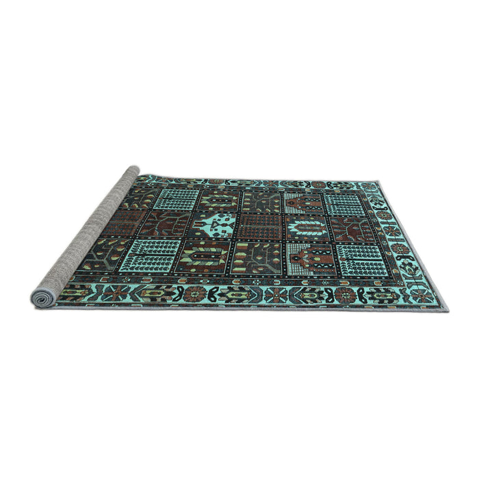 Sideview of Machine Washable Persian Light Blue Traditional Rug, wshtr4106lblu
