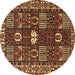 Round Persian Brown Traditional Rug, tr4106brn