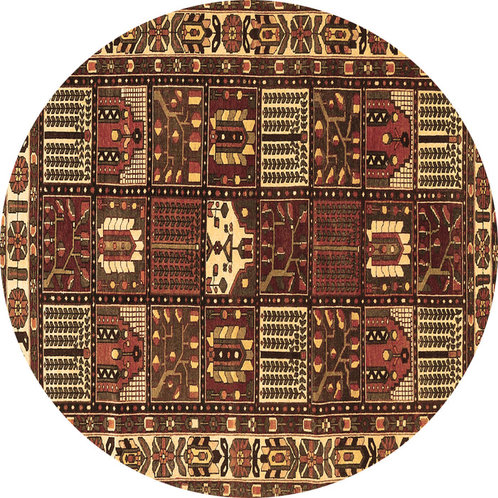 Round Machine Washable Persian Brown Traditional Rug, wshtr4106brn