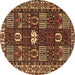 Round Machine Washable Persian Brown Traditional Rug, wshtr4106brn