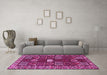 Machine Washable Persian Pink Traditional Rug in a Living Room, wshtr4106pnk