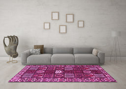 Machine Washable Persian Pink Traditional Rug in a Living Room, wshtr4106pnk