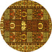 Round Persian Yellow Traditional Rug, tr4106yw